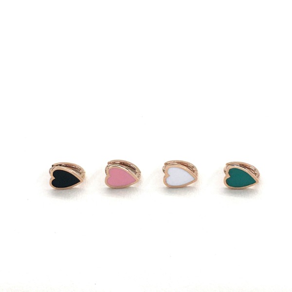 14K heart color one touch earring